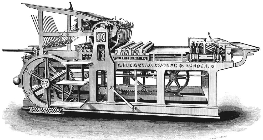 Prensa litográfica de R. Hoe & Co., Nueva York y Londres, 1881.